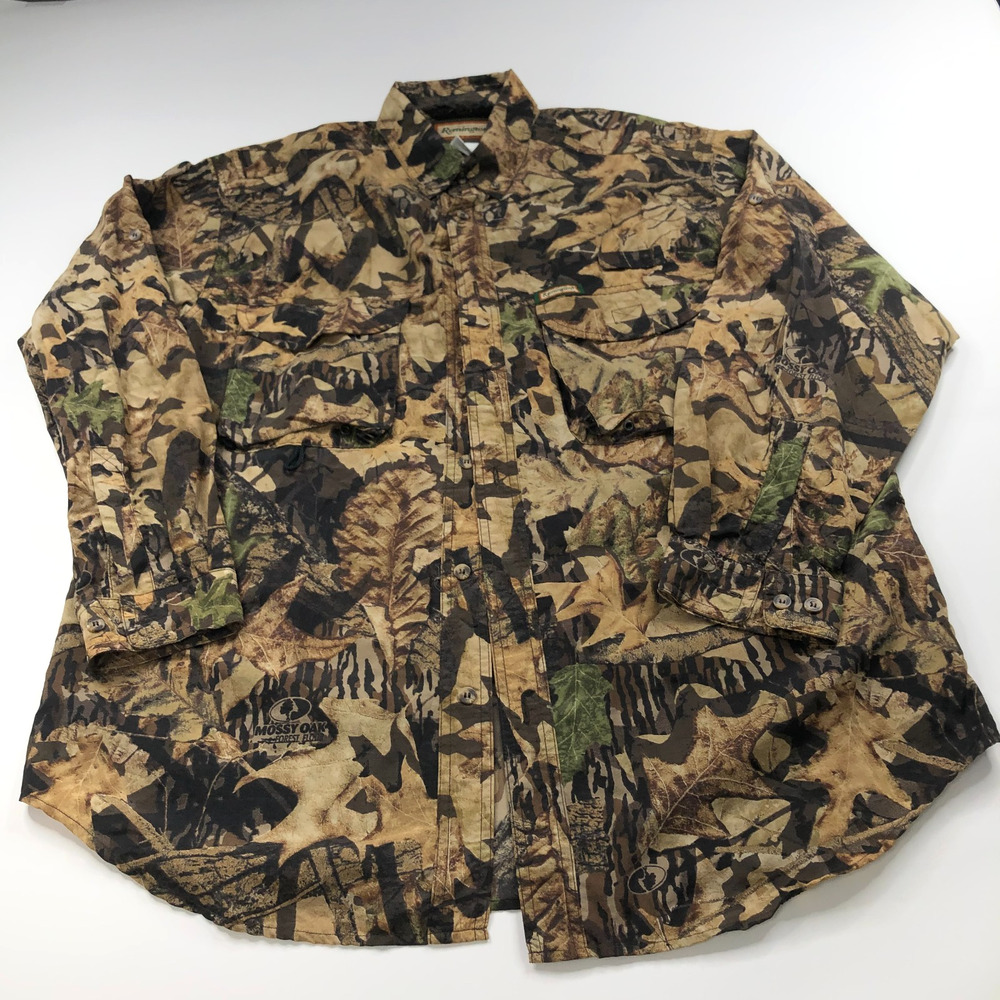 Remington LG Camo Camp Hiking Fishing Trek Trail Button Long Sleeve Vent Shirt